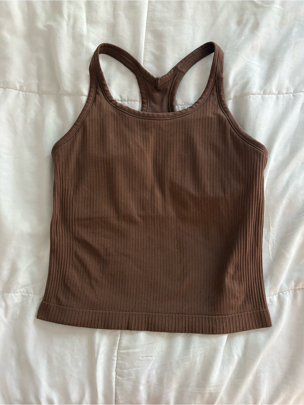 Ribbed Racerback Tank Top - Brown